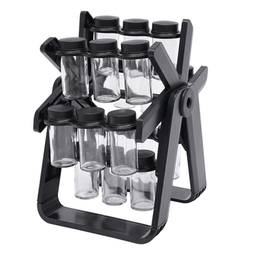 Spice Rack Organizer with 18 Glass Spice Jars